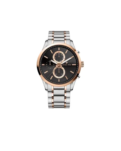 ساعت مردانه سوییس آرت 920135SR1601 رنگ استیل رز صفحه مشکی