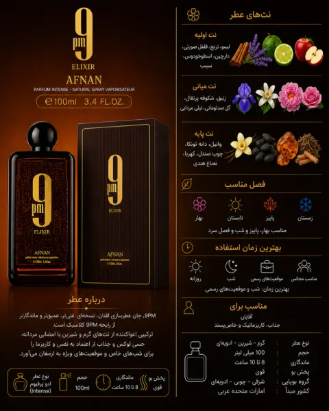 ادکلن یونیسکس افنان 9PM Elixir