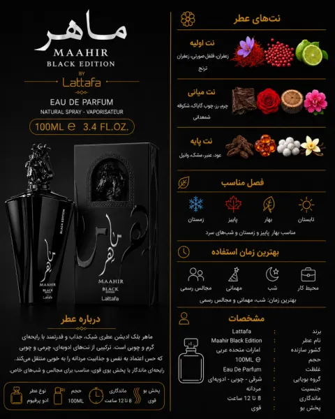 ادکلن یونیسکس لطافه Maahir Black