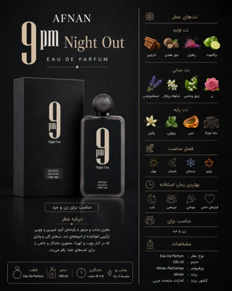 ادکلن یونیسکس افنان 9PM Night Out