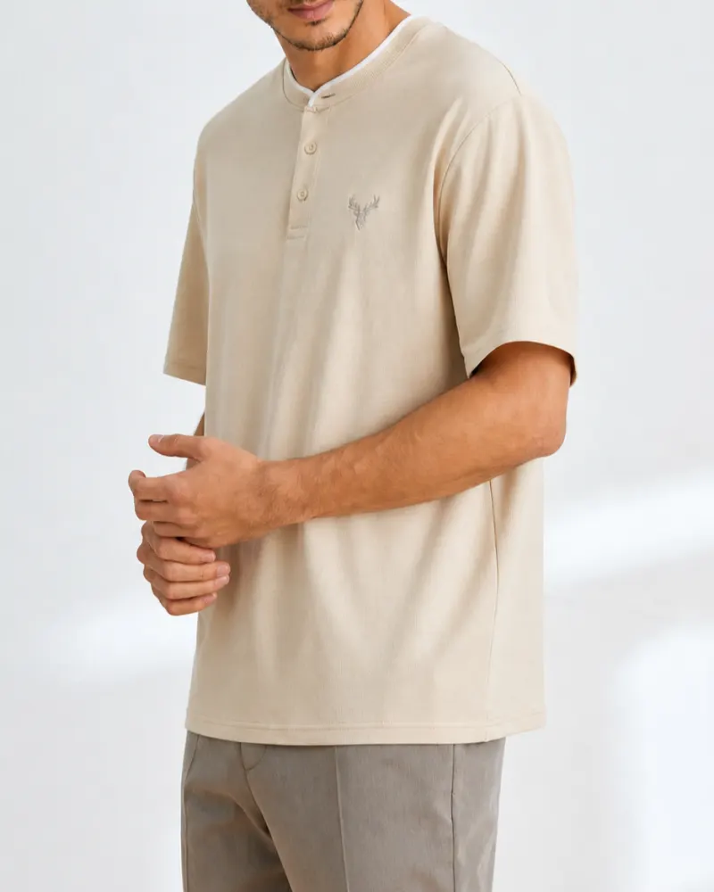 تیشرت آستین کوتاه نیم دکمه مردانه کد556407 - تصویر 2